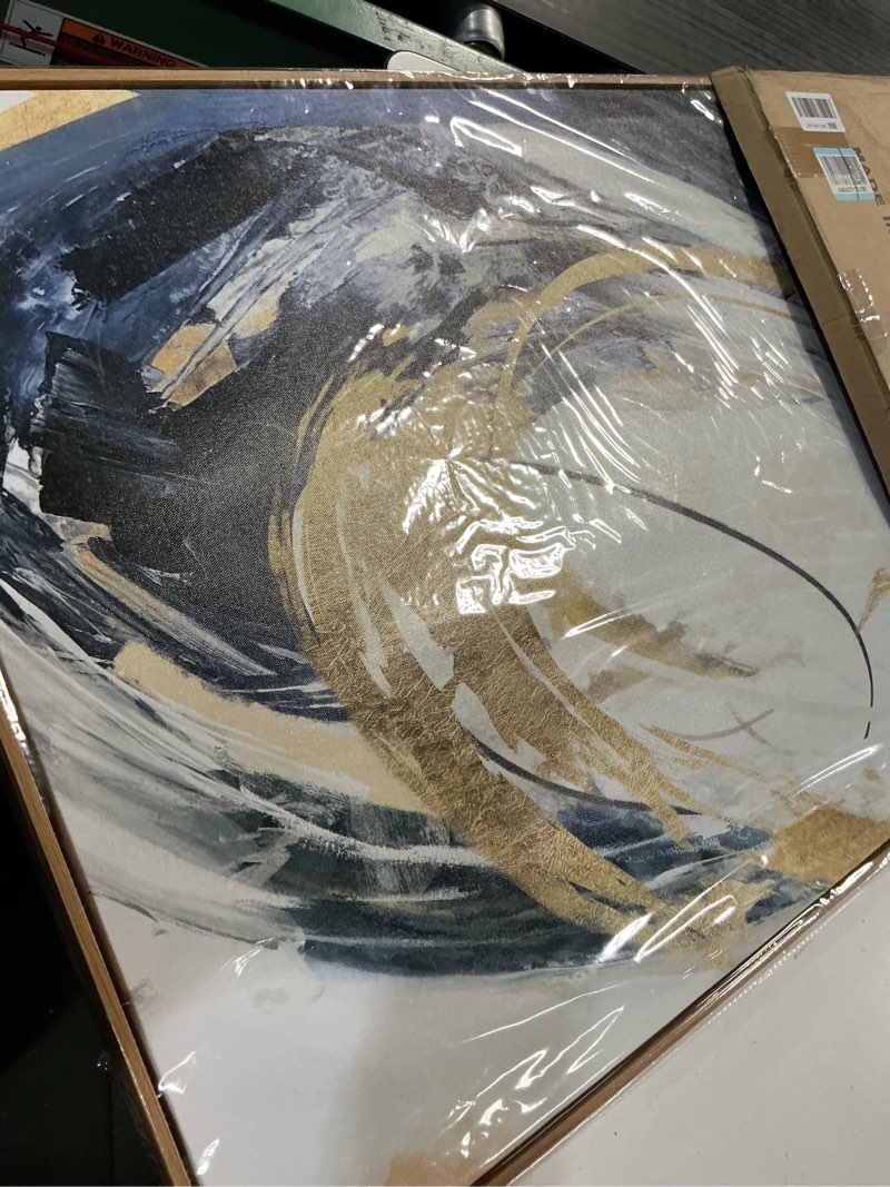 Condition photo showing Good Condition for SDYA Gold Wall Decor Living Room Decor Abstract Wall Art Blue Paintings Bedroom Decor Aesthetic Frame Wall Decorations for Office Abstract Artwork Bathroom Home Decor 24X36 Inch