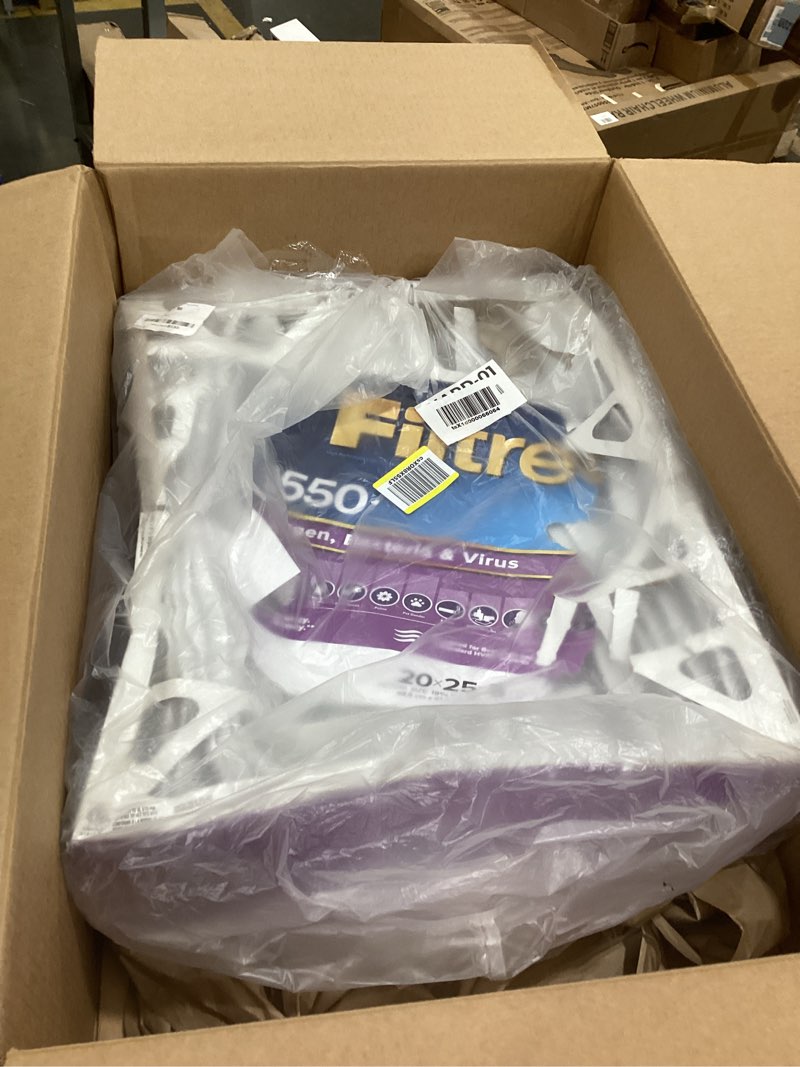Condition photo showing Good Condition for filtrete 20x25x5 ac furnace air filter, mpr 1550, merv 12, fits trion airbear, certified asthma & allergy friendly, electrostatic air cleaning filter, 1-pack (actual size 19.56 x 24.13 x 4.75) 4.7" x 24.2" x 19.6"
