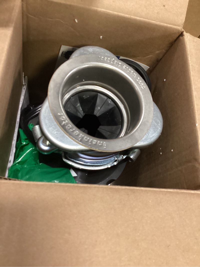 Condition photo showing As Is for insinkerator garbage disposal with power cord, badger 1, standard series, 1/3 hp continuous feed, black