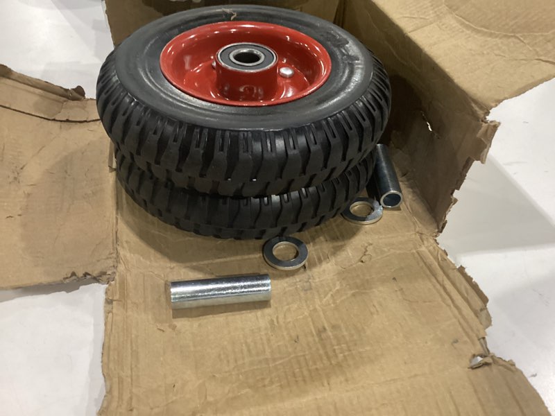 Condition photo showing New/Like New for 8 inch caster wheels, industry & farms all-terrain heavy duty rubber caster wheel,metal ball bearing wheels load 1200lbs,for logging cart, dolly, trolley, wagon and chicken coop