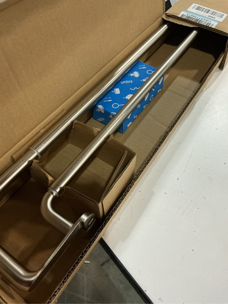 Condition photo showing Good Condition for umbra twilight double curtain rod set – wrap around design ideal for blackout or room darkening panels, 48 to 88 inches, nickel nickel 48" to 88"