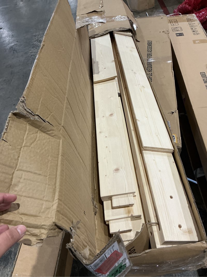 Condition photo showing As Is for fredbeck 36in x 84in wood barn door with 6.6ft barn door hardware kit included k shape solid spruce panel need to assembly 36"x84" door + 6.6' track kit wood color