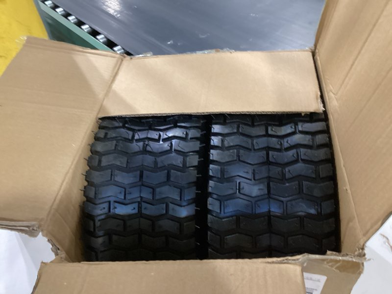 Condition photo showing New/Like New for gicool 15x6.00-6 tire and inner tube set, tr-13 straight valve stem, replacement riding mower front wheel assembly, 2 pack 15x6.00-6 tire and tube?2 pack?