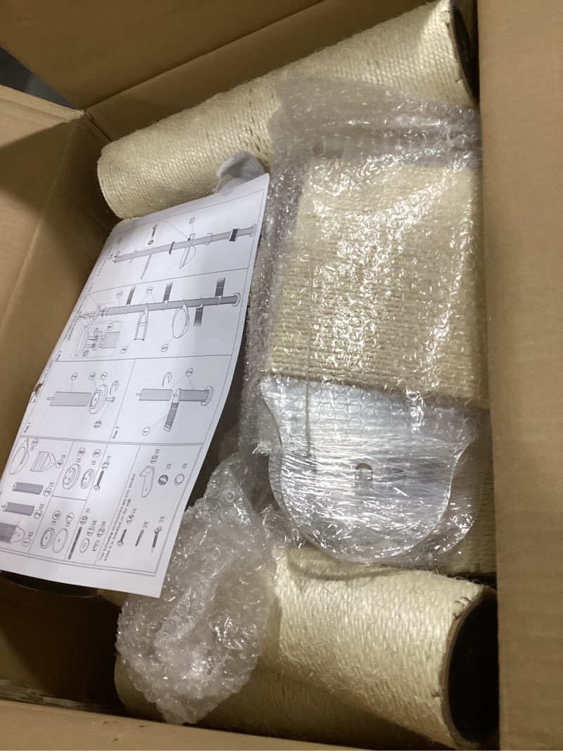 Condition photo showing Good Condition for floor to ceiling cat tree, acrylic top support platetall cat tower natural sisal rope scratching post, adjustable height 55-103 inches, multi-platform activity center