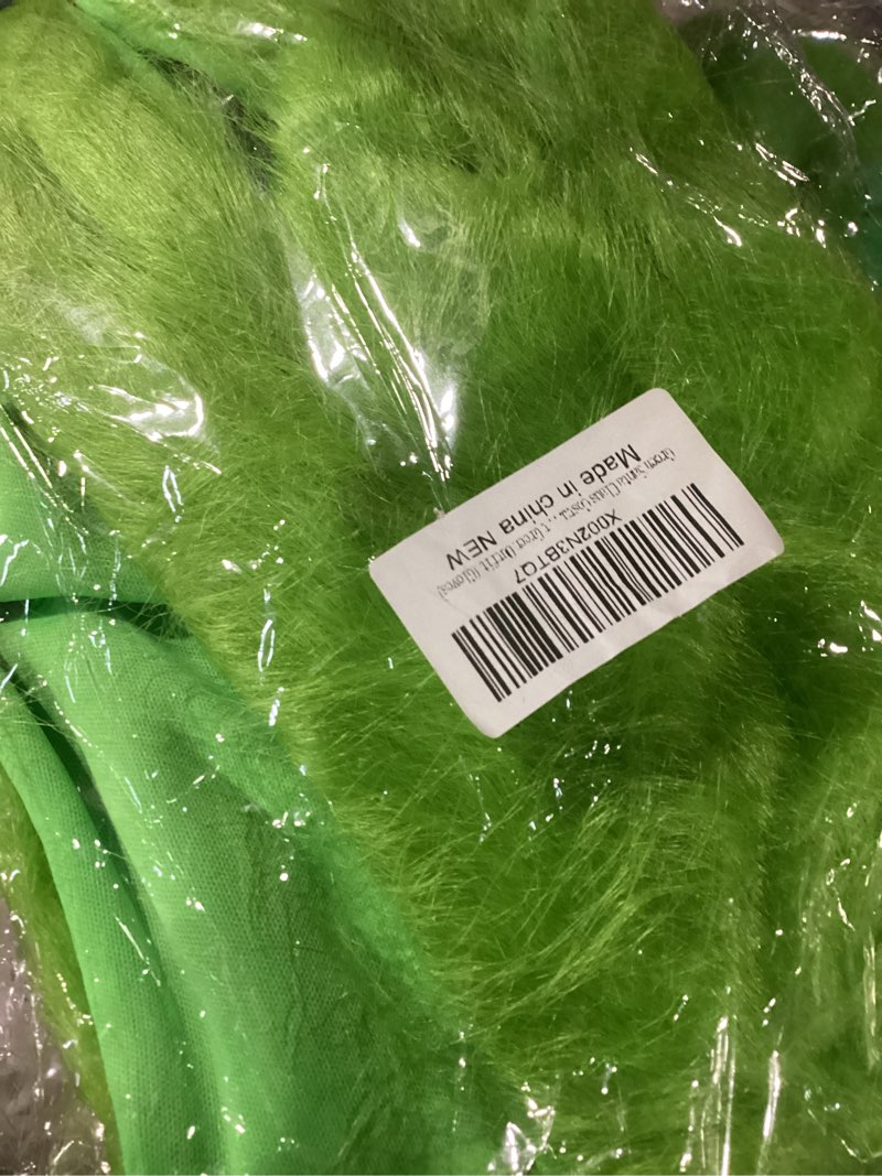 Condition photo showing Good Condition for Green Santa Claus Costume for Men 1 pair Christmas Deluxe Santa Suit Green Outfit (Gloves)