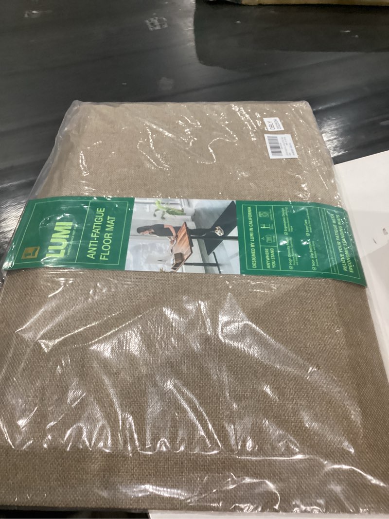 Condition photo showing New/Like New for LUMI Anti Fatigue Cushioned Comfort Mats for Standing, 3/4 Thick Ergonomic Mats for Desk Office, Non-Slip, Ultra Soft, Memory Foam Rugs for Home, Kitchen, Laundry, 20"x32", Beige Beige 32"L x 20"W x 0.8"Th
