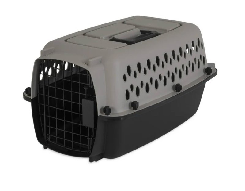 Vibrant Life Pet Portable Kennel for Dogs, Hard-Sided Travel Carrier, Durable, Metal Door, Black & Grey, For Pets 15-25 lbs, 26.2" L x 18.6" W x 16.5" H