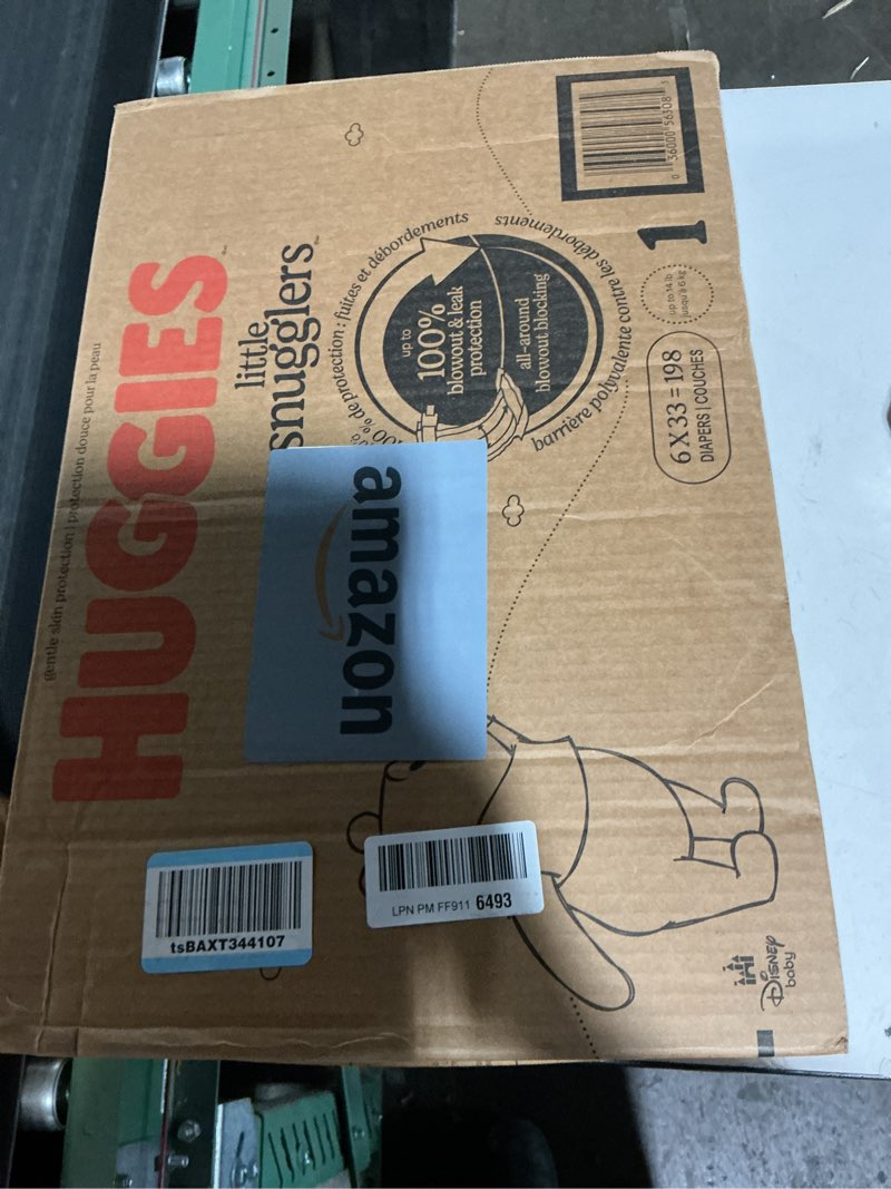 Condition photo showing Good Condition for huggies size 1 diapers, little snugglers diapers, size 1 (8-14 lbs), 198 count (6 packs of 33), packaging may vary size 1 198