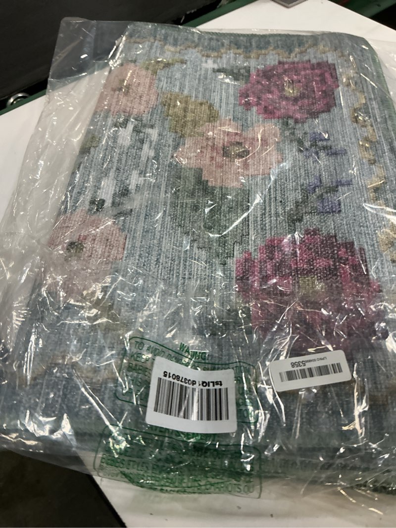 Condition photo showing Good Condition for loloi rifle paper co. rosa collection rsa-02 sky 2'-0" x 5'-0" accent rug sky 2' x 5' (rectangular)