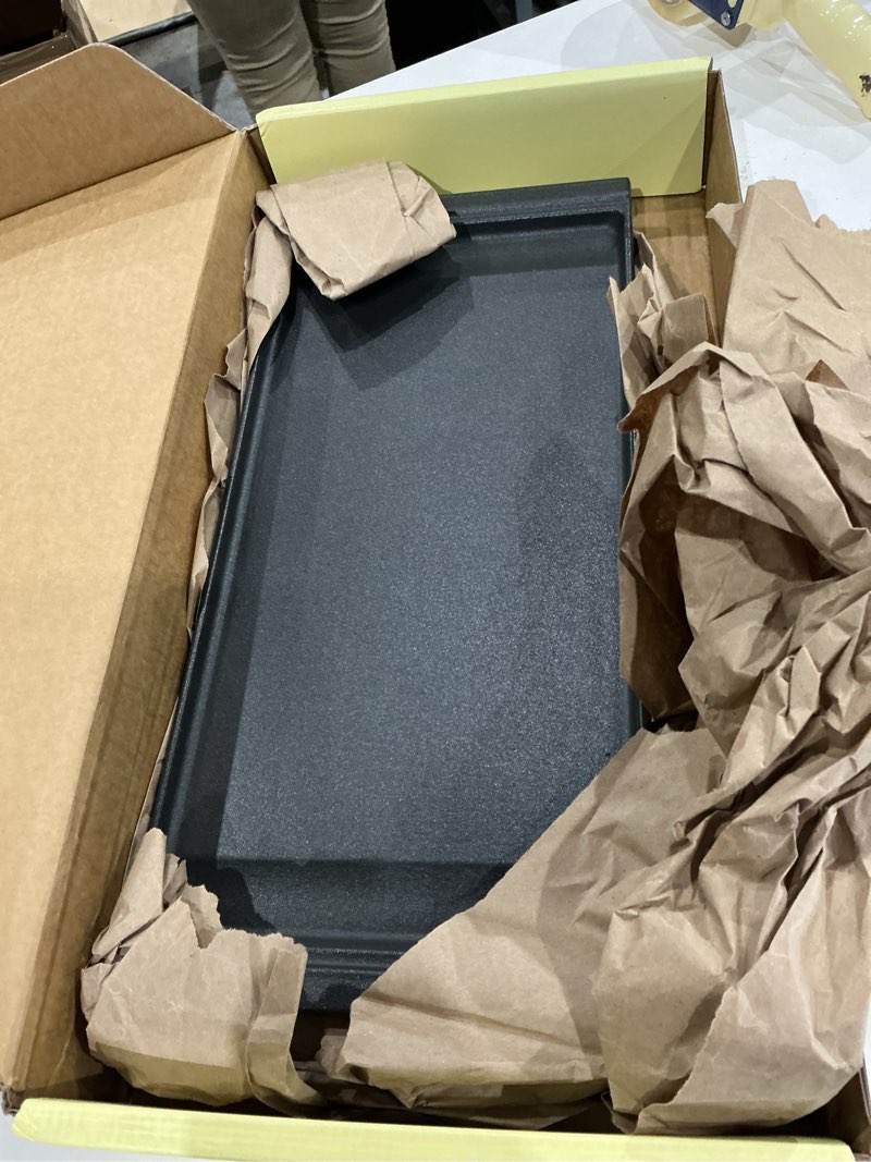 Condition photo showing Good Condition for upgraded wb31x24738 cast iron griddle replacement for ge appliance stove range cooktop, nitrided non-stick coating, wb31x49806 gas stove top center part for ge, 19.5"×9" integrated griddle plate