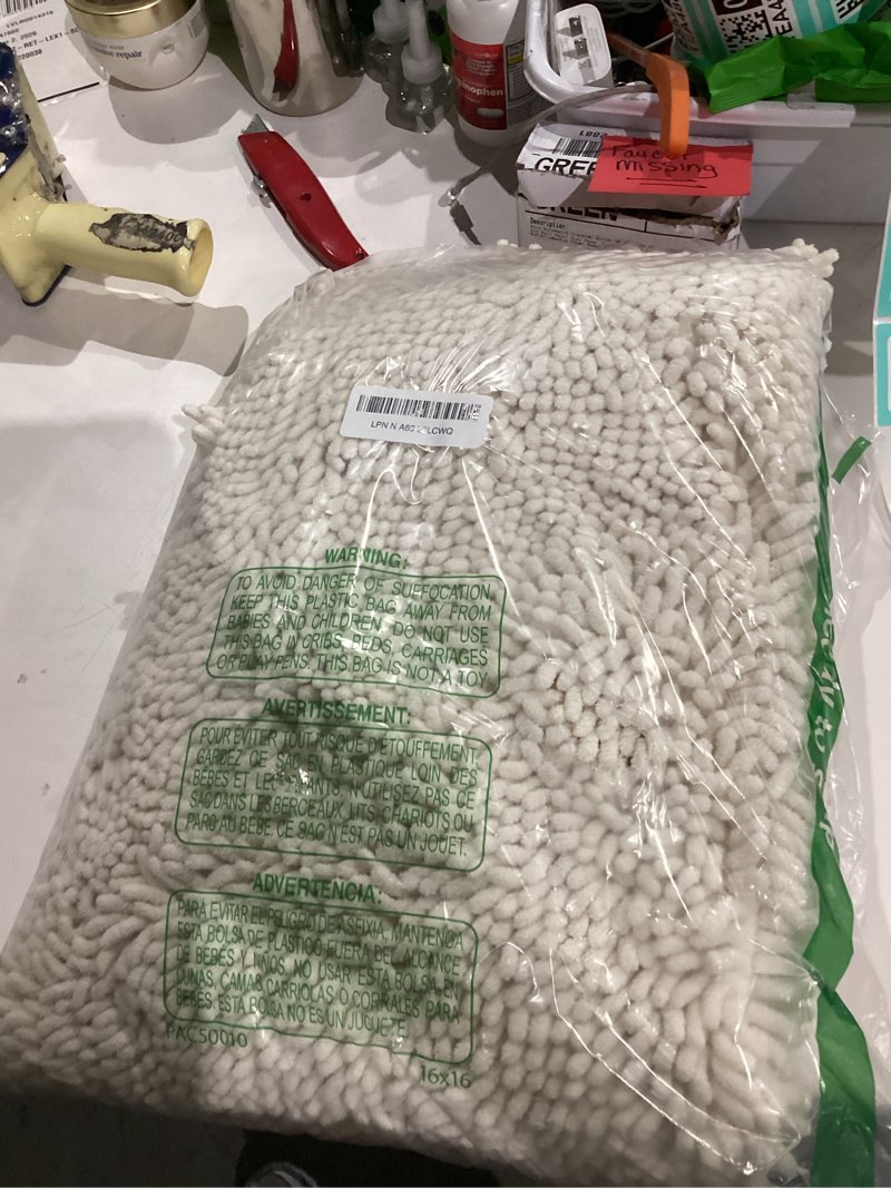 Condition photo showing As Is for OLANLY Bathroom Rugs 40x32, Extra Soft Absorbent Chenille Bath Rugs, Rubber Backing Quick Dry, Machine Washable Bath Mats for Bathroom Floor, Tub and Shower, Home Decor Accessories, Ivory 40" x 32" Ivory