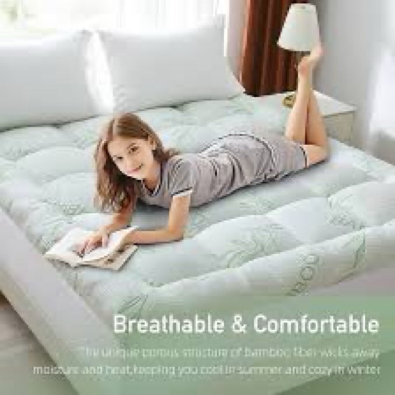 extra thick mattress topper king size, waterproof soft viscose derived from bamboo, pillow top mattr