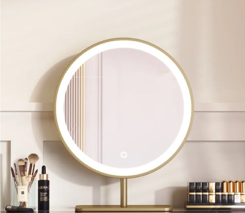 Make Up Round LED Mirror,Touch Swith Standing Vanity Mirror