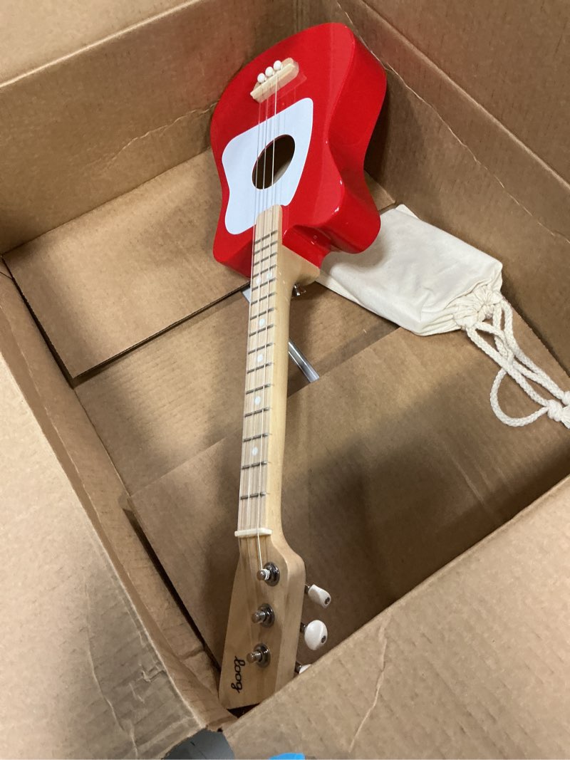 Condition photo showing Good Condition for Loog Mini Acoustic kids Guitar for Beginners 3-strings Ages 3+ Learning app and lessons included Red