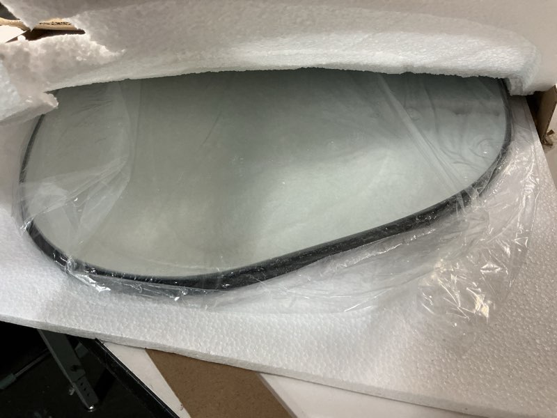 Condition photo showing Good Condition for PERFNIQUE Irregular Wall Mirror Asymmetrical Mirror, 27''x19'' Black Mirror for Bathroom Bedroom Living Room Entryway, Decorative Modern Wall Decor, Wall Mounted Mirror (Black, 27''x19'') Black 27"L x 19"W