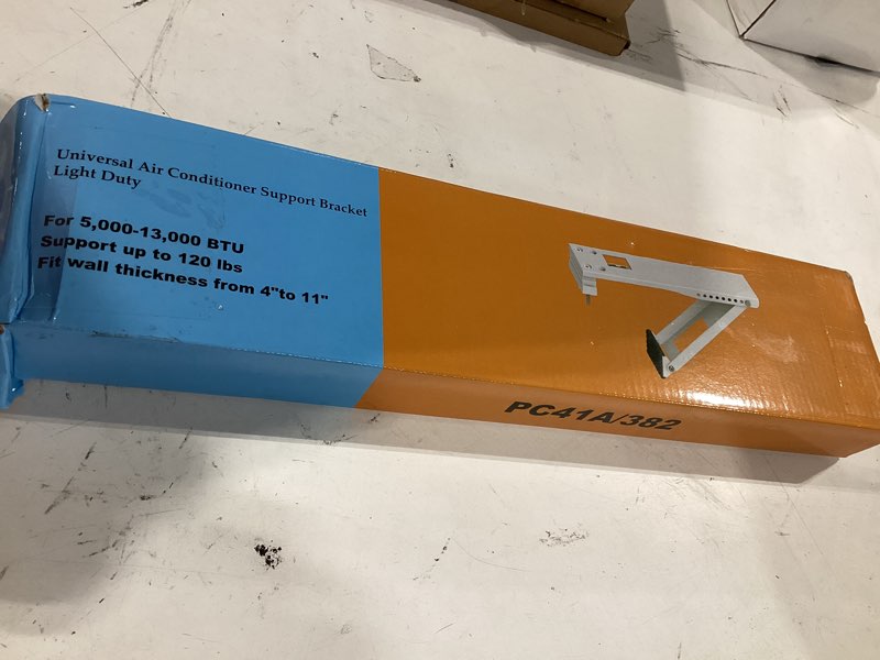 Condition photo showing As Is for window air conditioner support bracket, universal ac unit window brackets light duty, up to 85 lbs. up to 85 lbs drill need