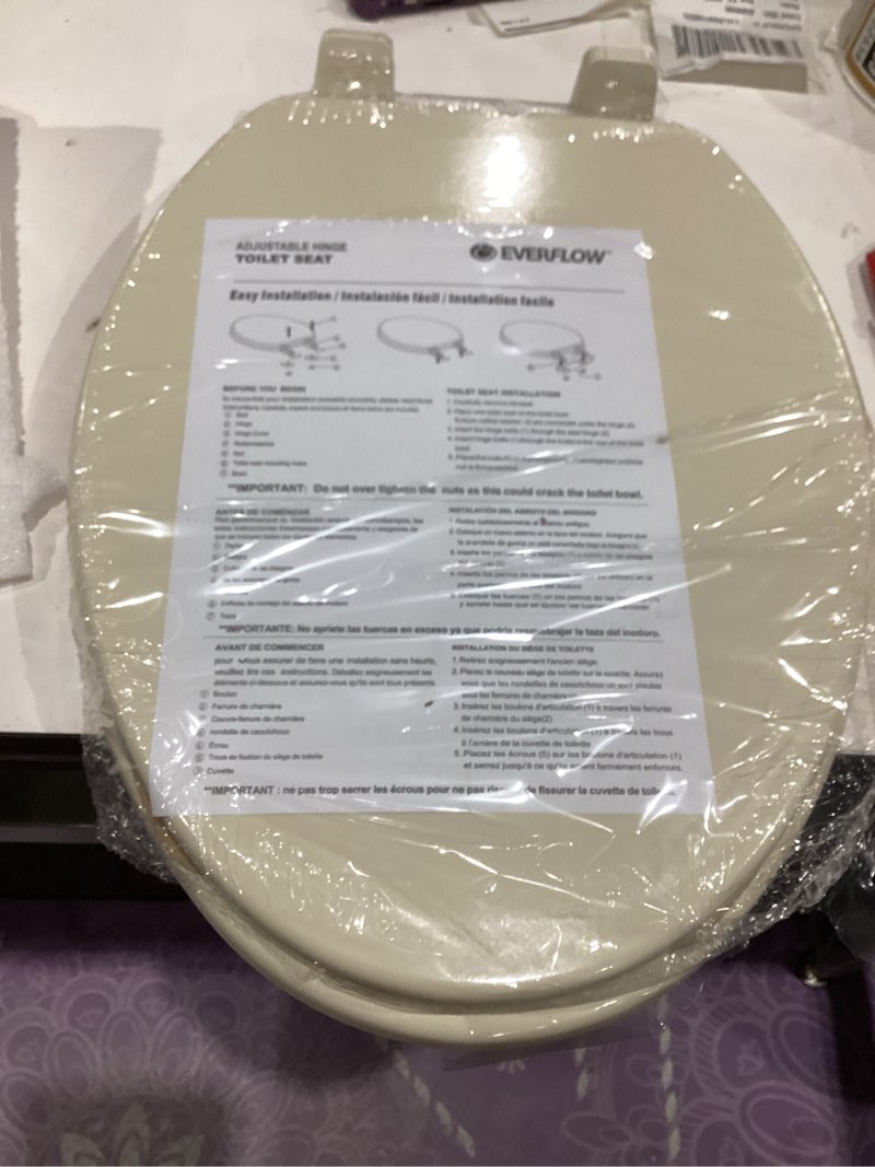 Condition photo showing Good Condition for highcraft elongated toilet seat with adjustable hinges - molded wood toilet seat - fits standard elongated toilets - oval seat in bone/beige bone/beige elongated