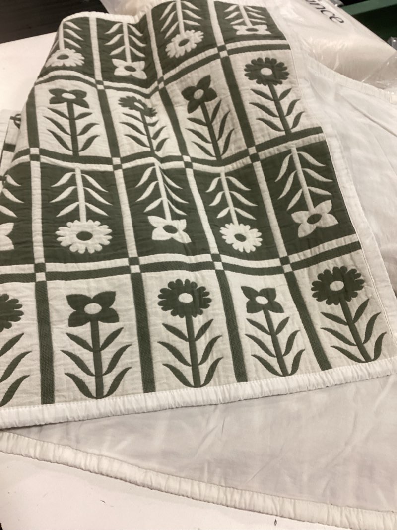Condition photo showing Good Condition for quince organic cotton jacquard floral sham set king sham 20in x 35.5 dried sage