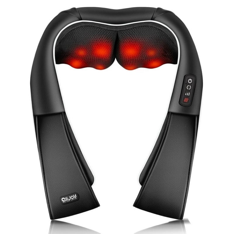 alljoy shiatsu shoulder neck massager with heating, deep tissue 3d kneading massager, use at home, car, office (black)