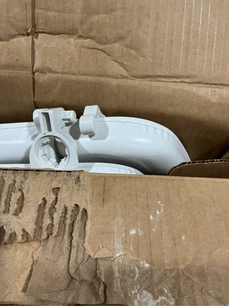 Condition photo showing Good Condition for mayfair padded toilet seat, cushioned soft vinyl over wood core seat, secure hinges, easy clean, made in usa, elongated, white elongated white toilet seat