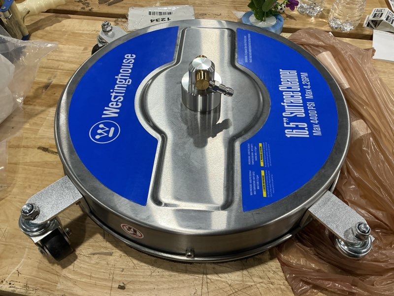 Condition photo showing Good Condition for westinghouse universal 16.5” pressure washer surface cleaner attachment - stainless steel - 4400 max psi, 1/4” connector - for gas and electric pressure washers 16.5" stainless steel surface cleaner