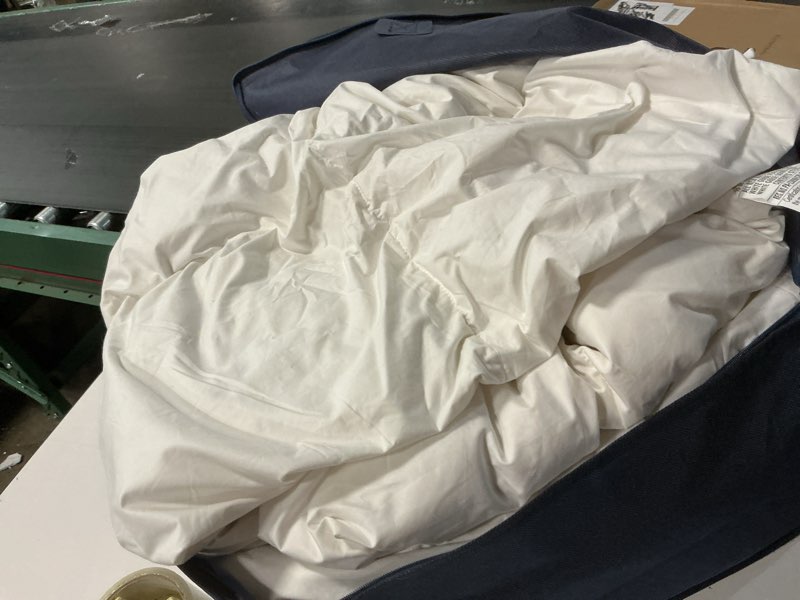 Condition photo showing As Is for ARlinen 1 Piece Queen Duvet Cover 90x90 Inches, 100% Cotton, Breathable and Ultra Soft White Solid Comforter Cover with Zipper Closure and 4 Corner Ties White Solid Queen 90X90