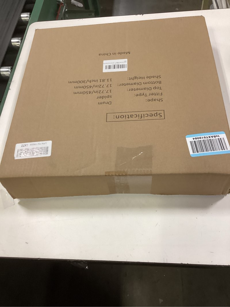Condition photo showing New/Like New for blackgold lamp,18" top x 18" bottom x 12" high, assembly required large drum lampshade, replacement lamp shades for table lamps, floor lamps, spider fitter blackgold 18x18x12 in