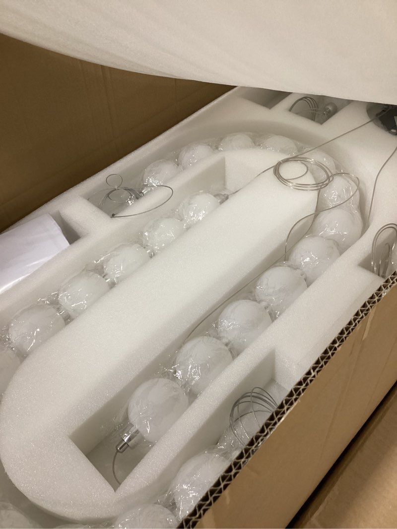 Condition photo showing Good Condition for Modern Chandeliers LED Dimmable Light Acrylic Balls Ceiling Pendant Lighting for Living Room Dining Room Bedroom Adjustable Hanging Lights Silver Silver 3 Ring