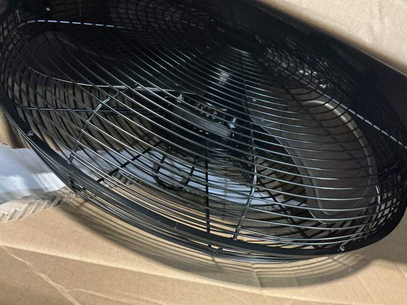 Condition photo showing As Is for utilitech 20-in 120-volt 3-speed high velocity indoor black floor fan