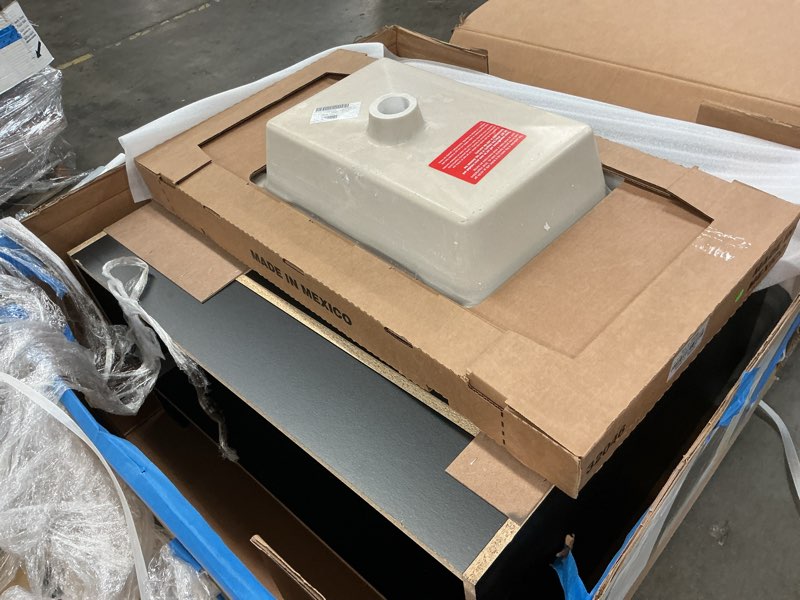 Condition photo showing As Is for style selections cauley 36-in black single sink bathroom vanity with white cultured marble top