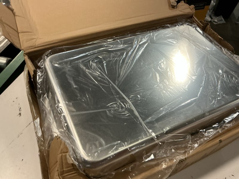 Condition photo showing Good Condition for suhaco medium stainless steel litter box side entry high walls deep metal cat litter boxes low entry with high sided removable lid, litter mat and scoop litter pan (grey) grey medium
