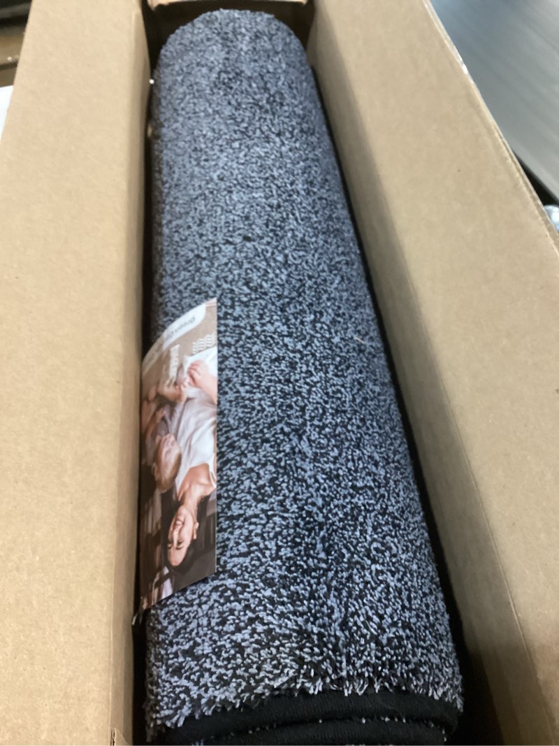 Condition photo showing Good Condition for purrugs dirt trapping door mat 24" x 84", non-slip machine washable entryway rug, dog doormat, indoor front door mat, super absorbent entry rug for muddy shoes & paws, bluish grey-black bluish grey-black 24" x 84"