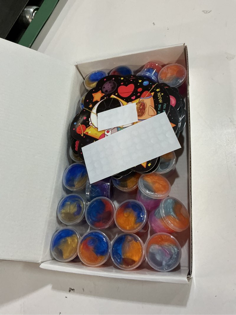 Condition photo showing New/Like New for 28 Pack Valentines Day Gifts for Kids Classroom, Galaxy Slime Valentines Day Cards for Kids School, Fun Classroom Valentines for Class Exchange Cards Party Favors for Boys Girls Students Valentines Galaxy Slime B