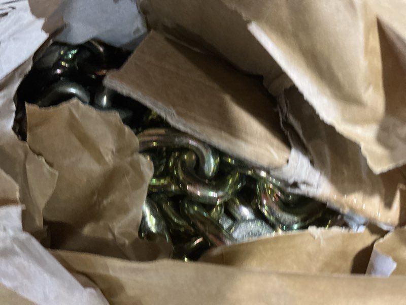 Condition photo showing As Is for Chain Binders, Transport Chain, Tie Down Chain and Binder 3/8''-1/2'', 10Ft Chains with G70 Hooks, Ratchet Load Binders 9215Lbs Working Strength, Towing Chain for Flatbed Trailer Truck