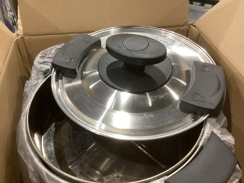 Condition photo showing As Is for sybo sr-cp-50b commercial grade stainless steel percolate coffee maker hot water urn for catering, 50-cup 8 l, metallic 8l metallic