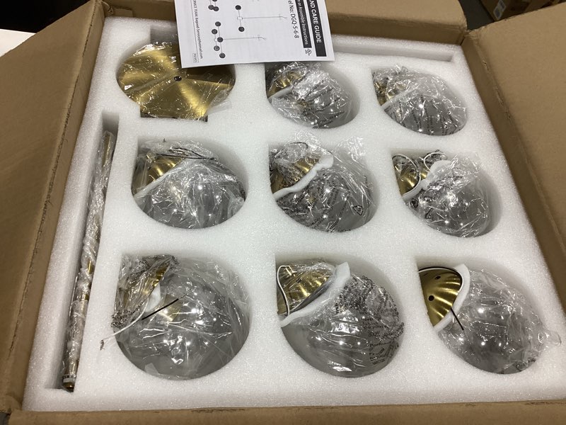 Condition photo showing Good Condition for 8-light globe sputnik chandelier modern gold sputnik chandelier mid century globe pendant light brushed brass finished with clear glass lampshade chandeliers for kitchen bedroom gold, clear, 8-light, 35.4"