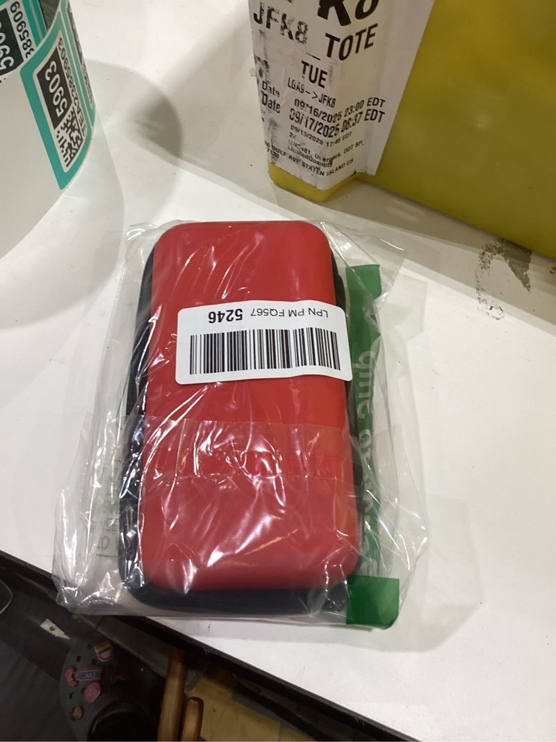 Condition photo showing New/Like New for iMangoo Shockproof Carrying Case Hard Protective EVA Case Impact Resistant Travel 12000mAh Bank Pouch Bag USB Cable Organizer Earbuds Sleeve Pocket Accessory Smooth Coating Zipper Wallet Red