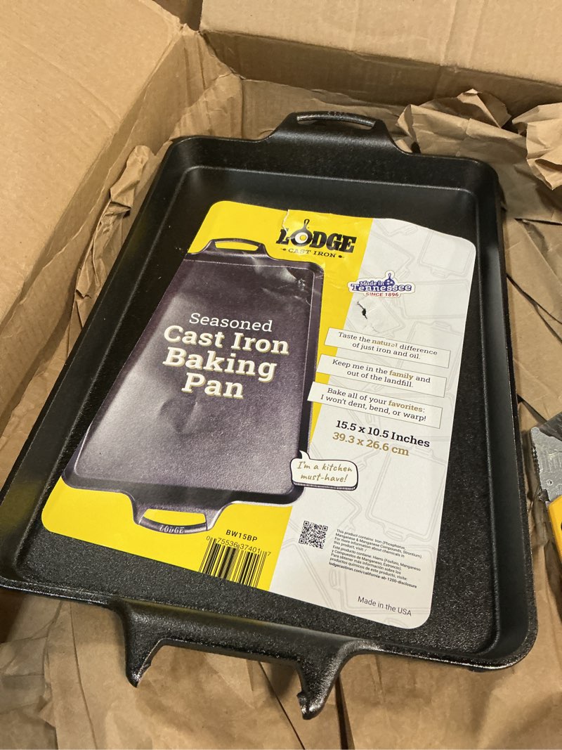 Condition photo showing As Is for Lodge Cast Iron Baking Pan