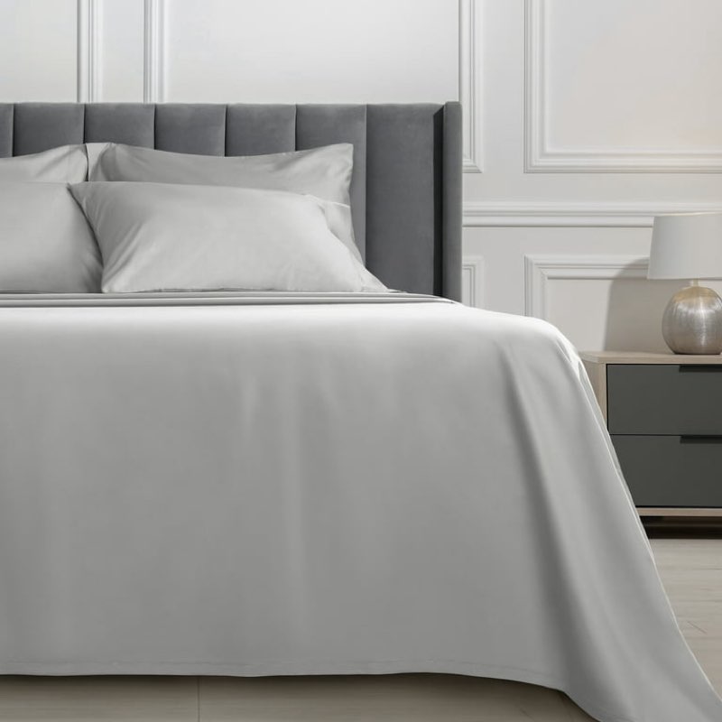 Serta Thread Count Gray Cotton Rich Adult Bed Sheet Set, King - Deep Pocket