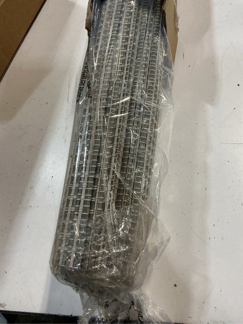 Condition photo showing Good Condition for lazblinds cordless bamboo roman shades for windows, light filtering natural bamboo blinds, easy lift cordless design for living room & bedroom, fits interior windows 23.5" w x 64" h, greystone greystone 23.5" w x 64" h