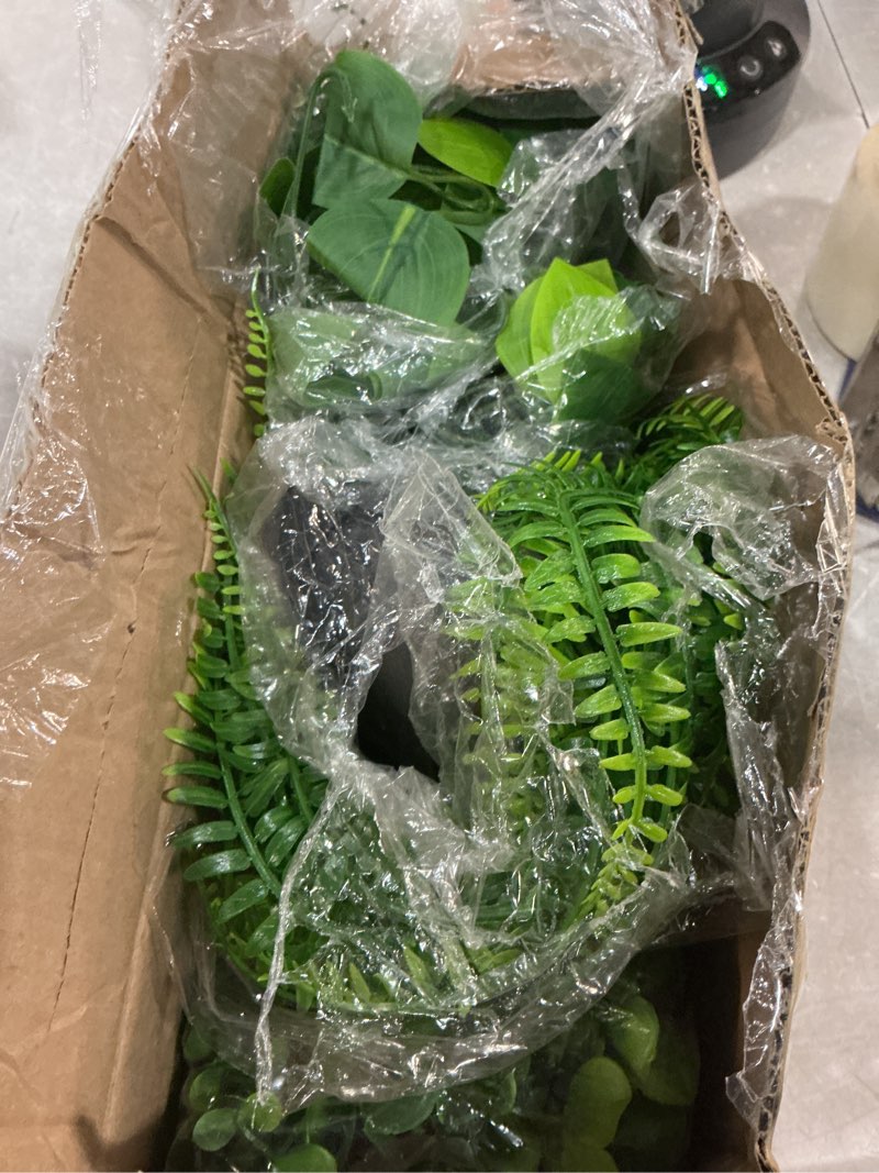 Condition photo showing New/Like New for 4 pcs artificial hanging plants with pots - realistic fake eucalyptus & ivy vine potted plants for bathroom shelf decor - faux greenery aesthetic for office desk, bookshelf (indoor & outdoor)