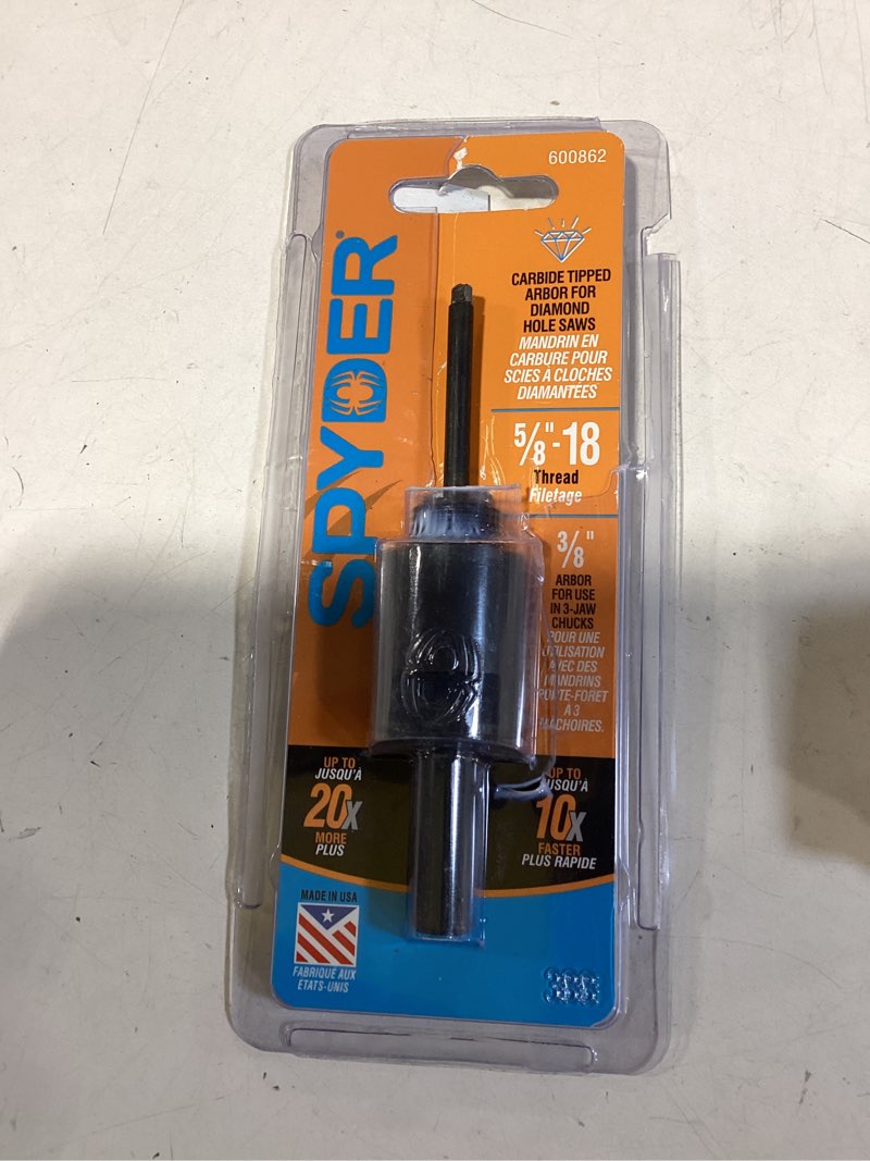 Condition photo showing Good Condition for spyder 3/8-in diamond carbide hole saw arbor