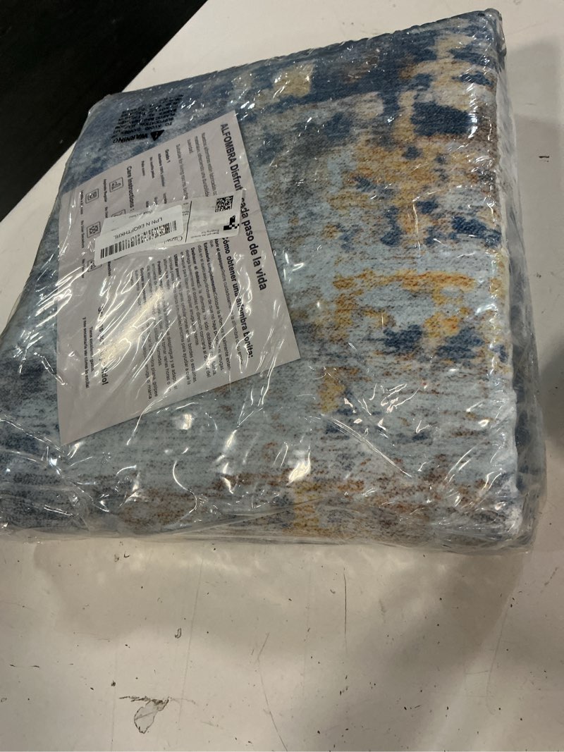 Condition photo showing Good Condition for 4x6 ft area rugs for living room, soft non-slip washable rugs modern abstract pattern carpet for bedroom indoor floor nursery home decor (blue/gold) ec60 blue/gold 4' x 6' (rectangular)