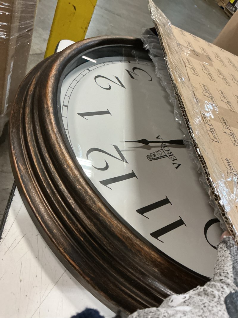 Condition photo showing Good Condition for outdoor clocks for patio large waterproof with thermometer - 24 inch indoor outdoor wall clock with temperature and humidity combo - weatherproof, accurate & easy to read for pool, garden & home decor bronze 24 inch