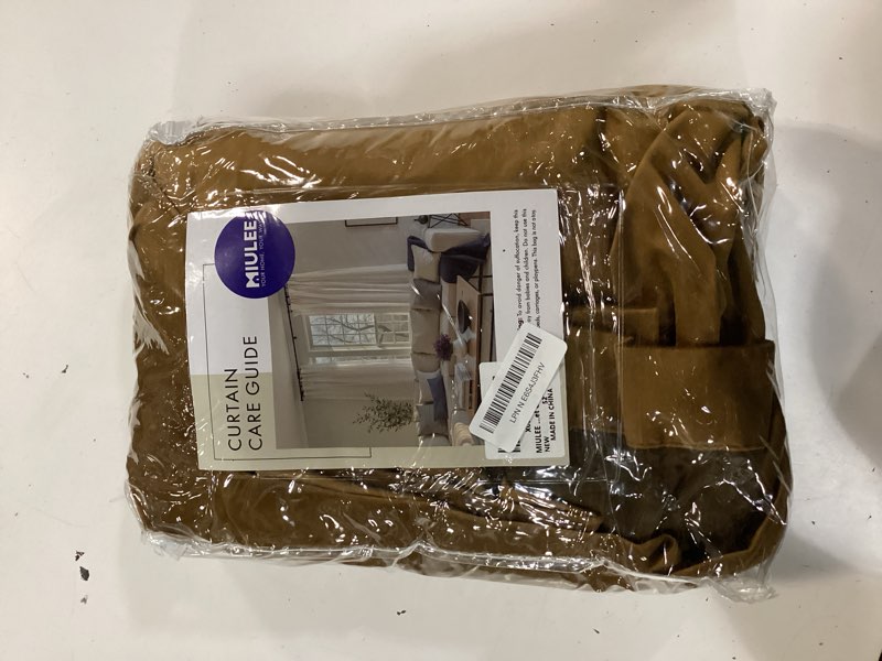 Condition photo showing As Is for miulee velvet curtains golden brown elegant grommet curtains thermal insulated soundproof room darkening curtains/drapes for classical living room bedroom decor 52 x 72 inch set of 2 golden brown 52"w x 72"l (pack of 2)
