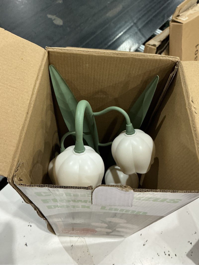 Condition photo showing Good Condition for green flower desk lamp that blooms, vintage lily of the valley lamp, led tulip table lamps, cute floral petal orchid lamps for bedroom, flower vine petal night light room decor