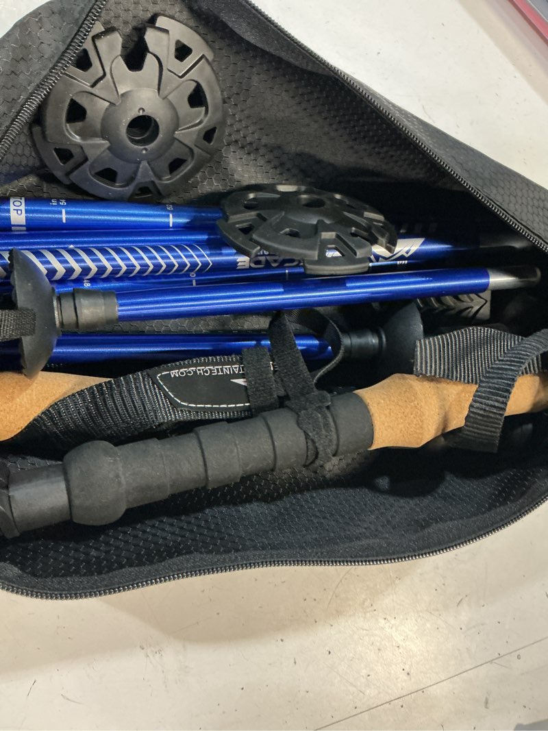 Condition photo showing Good Condition for cascade mountain tech lightweight aircraft-grade aluminum trekking poles with extended down grip plus tip kit blue folding trekking poles