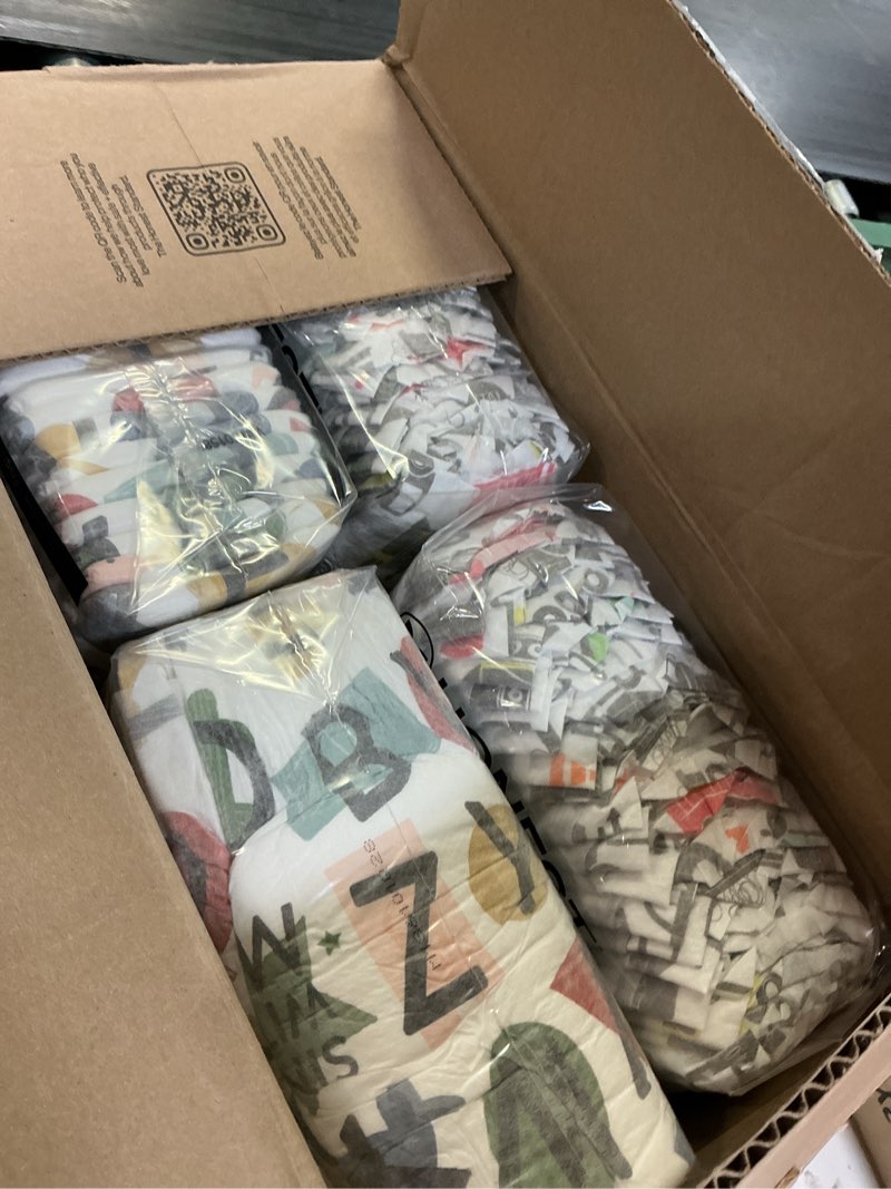 Condition photo showing Good Condition for the honest company comfort dry disposable daytime diapers for sensitive skin, hypoallergenic, big trucks + all the letters, super club box size 5 (27 lbs), 84 count size 5 (84 count) big trucks + all the letters