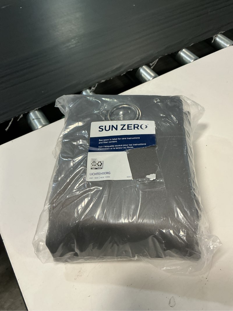 Condition photo showing Good Condition for sun zero columbia 2-pack thermal energy saving 100% blackout grommet curtain panel pair, 50" x 84", gray