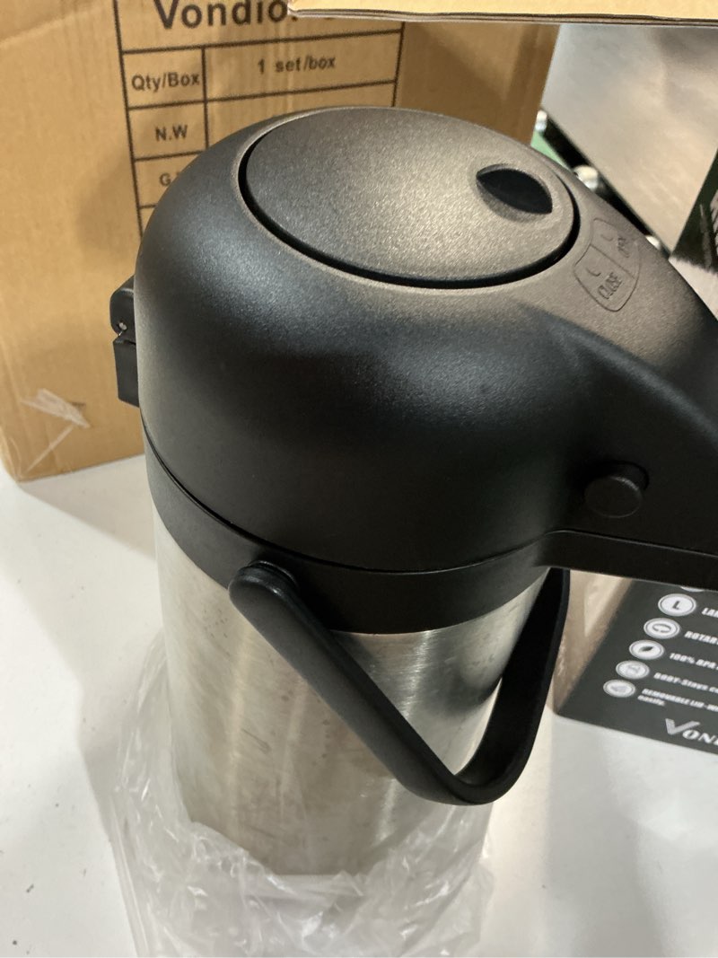 Condition photo showing As Is for airpot coffee dispenser with pump - 2pcs 102 oz insulated stainless steel coffee carafe - thermal beverage dispenser - coffee urn for hot/cold water, party chocolate drinks 102 ounces 2 pack